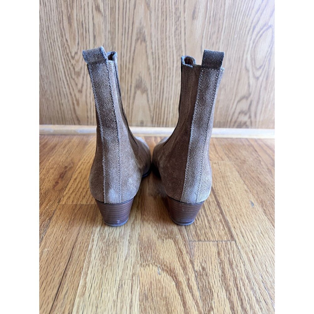 Sandro Leather Suede ankle boots Brown with elastic Size 36 Round Toe Block Heel - Picture 10 of 11